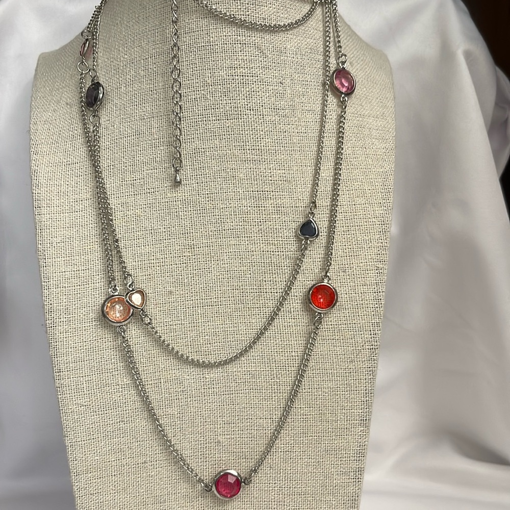 Silver tone and colored beads